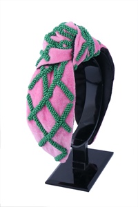 High-Quality Craftsmanship Embellished Turban <b>Headband</b> for Women and Girls Handmade Velvet Knot Hairbands Festive and Occasions - Product Image 2