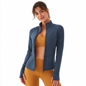 Chaqueta de yoga y gimnasio para mujer, acolchada, con capucha, cierre de cremallera, orificios para los pulgares, para invierno, con bolsillos, de alta calidad - Product Image 6
