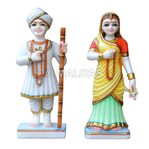 Statue de qualité supérieure en marbre Jalaram et Virbai |   Ensemble d'idoles en marbre faites à la main - Product Image 1