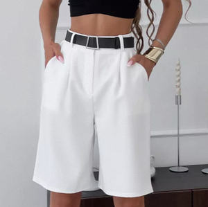 Enyami Pantalones Cortos de Verano para Mujer, Estilo Bermuda, Casual, de Pierna Ancha, Plisados, Elegantes, con Bolsillos - Product Image 5