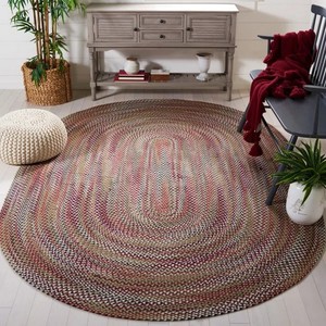 Oval Jute Braided Area <b>Rug</b> Abstract Pattern Farmhouse Style Thin Flat Weave Reversible Living Room <b>Rug</b> - Product Image 2
