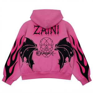 Sudadera con Capucha Extra Grande para Hombre, 400 GSM, Felpa de Algodón Premium, Color Rosa, Ecológica, Anti-Pilling, Impresión DTG, Logotipo Personalizado - Product Image 2