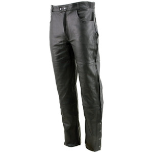 Pantalon de moto en cuir noir de qualité supérieure pour homme Samroz Sports avec fermeture éclair latérale et boutons-pression, design personnalisable, toutes saisons - Product Image 5