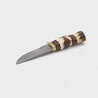 Couteau de chasse à pointe tombante, lame en acier Damas, manche en bois de cerf, couteau de survie pour l'extérieur