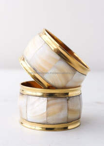 Hot Selling Mother of Pearl Finished Napkin Rings <b>Set</b> of 2 Custom Logo Print Unique Napkins Holder & Rings Lightest <b>Weight</b> - Product Image 2