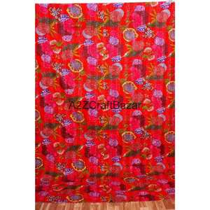 Couette Kantha indienne écologique 100 % coton biologique, faite à la main, vintage, brodée, réversible, taille double, pour la maison, utilisable toute l'année - Product Image 1