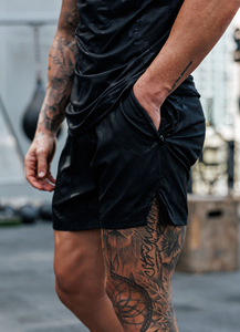 Shorts de sport décontractés pour hommes, longueur genou, été-automne, séchage rapide, respirants, écologiques, avec cordon de serrage, confortables, couleur unie, service OEM - Product Image 3