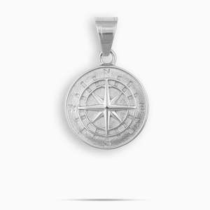 Collar con Colgante de Brújula de Plata 925 para Hombre, Diseño Geométrico Minimalista, Uso Diario - Product Image 2