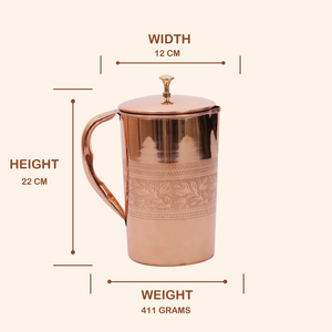 แก้วทองแดงวาดลายด้วยมือ ลายดอกไม้และนก พร้อมหูจับ - Product Image 5