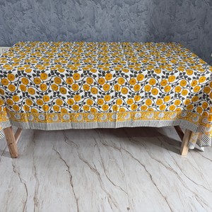 Hand Block Printed Floral Modern Eco-Friendly Durable Washable Reusable Customizable Pure Cotton Handmade <b>Square</b> <b>Tablecloth</b> - Product Image 3
