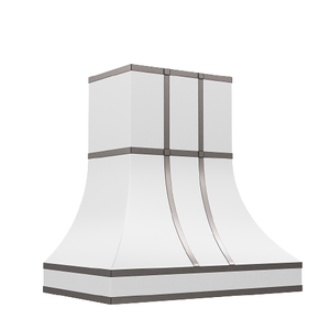 Campana extractora de cocina de acero inoxidable hecha a mano con acabado blanco, de alta gama, para montar en la pared. - Product Image 4
