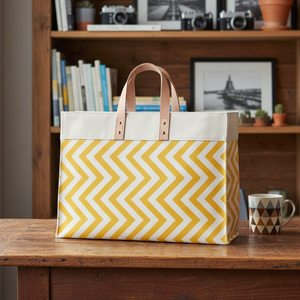 Heavy-Duty Thick Canvas Medium <b>Folding</b> Tote <b>Bag</b> | Custom Logo Silk Screen Printed Reusable Expandable Grocery Shopping <b>Bag</b> - Product Image 2