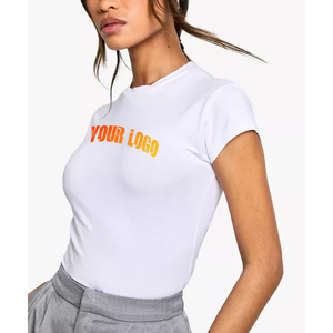 Camisetas de Verano 95% Algodón, Camisetas Cortas de Manga Corta, Camisetas Cortas Blancas para Mujer, Tops Cortos Transpirables, Camisetas Blancas de Estilo Urbano - Product Image 1