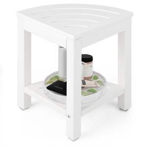 Tabouret de banc de douche d'angle robuste avec étagère de rangement pour les jambes de rasage étagères de salle de bain - Product Image 6