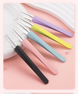 Pinzas Profesionales de Punta Redonda Seguras para Niños, Pinzas de Acero Inoxidable para Manualidades, Pinzas para Pestañas y Mascarillas, Color Morado Claro - Product Image 3