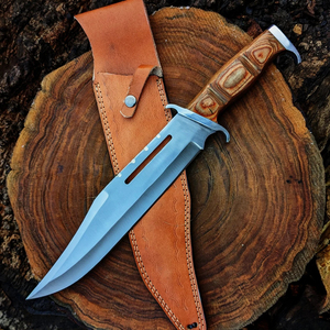 Cuchillo de caza hecho a mano con hoja fija de acero inoxidable, cuchillo táctico de supervivencia para exteriores, para pesca, camping y senderismo, con funda de cuero. - Product Image 5