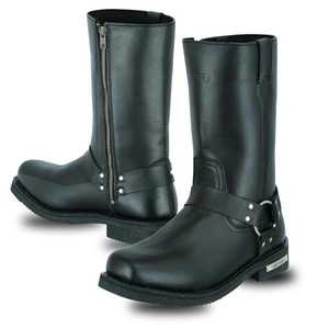 <b>Black</b> Genuine Leather Solid Front Motorcycle Riding <b>Boots</b> Square Toe Side Zipper Low Heel Outdoor <b>Work</b> <b>Boots</b> - Product Image 2