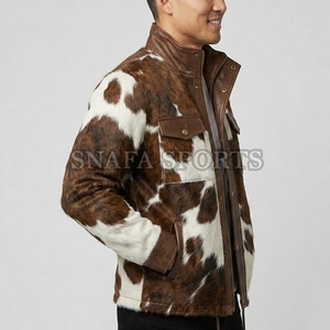 Vestes en cuir véritable pour hommes personnalisables, légères, au prix le plus bas, faciles à porter, en cuir de vache avec poils. - Product Image 3