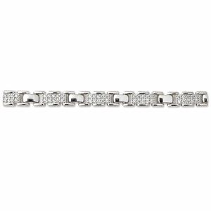 925 Sterling Silver Geometric Link <b>Anklet</b> with Cubic Zirconia High Polish Modern Chain Style Fine Jewelry for Women Daily Wear P - Product Image 3