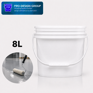 8L Plastic <b>Bucket</b> <b>with</b> Flat <b>Lid</b> for Waterproof Coating Use, Leakproof Storage Solution - Product Image 1