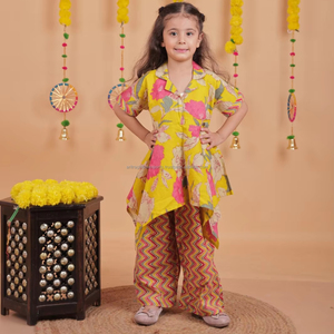 ชุดเสื้อผ้าเด็กผู้หญิงผ้าฝ้ายแขนสั้นลำลองสีพื้นสำหรับเด็กอายุ1-5ปี - Product Image 1