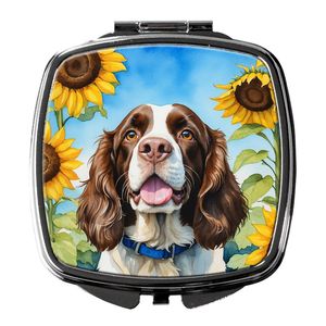 Miroir de maquillage de voyage compact pour femmes filles Springer Spaniel Tournesols Décoratif Pliant Poche Idées cadeaux - Product Image 1