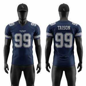 Camiseta de Fútbol Americano para Hombre, Premium, 100% Poliéster, Malla Transpirable, 220g, Color Azul Marino y Verde Azulado, Impresión Digital Personalizada, Antibacteriana, Anti-UV - Product Image 1