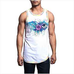เสื้อกล้ามวิ่งออกกำลังกายผู้ชาย คอวี ผ้าฝ้ายผสมใยไผ่ ระบายอากาศได้ดี ลายย้อมสีแบบไท-ได  ผ้าเนื้อหนัก 230 กรัม สวมใส่สบาย - Product Image 5