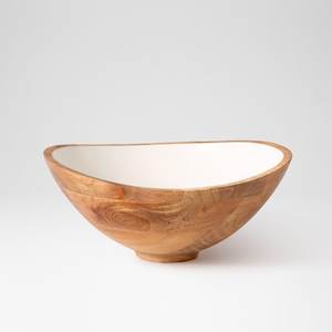 Bol en bois fait main avec motif de feuilles vertes, design rétro, pour servir les aliments et la décoration de la maison - Product Image 3