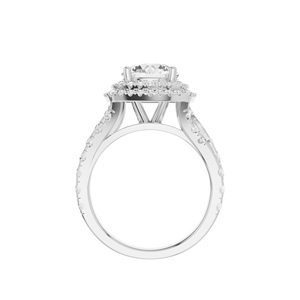 แหวนเพชรทรงกลมแบบ Halo ดีไซน์หรูหราทันสมัย ทอง 14KT ประดับเพชรเม็ดใหญ่ 2 กะรัต พร้อมดีไซน์วงแหวนสองชั้น - Product Image 6
