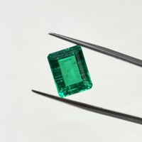 Certificado de Piedra de Esmeralda Sintética de 10x8 mm y 3 Quilates, Forma Octogonal Hidrotermal, Esmeralda Colombiana Cultivada en Laboratorio