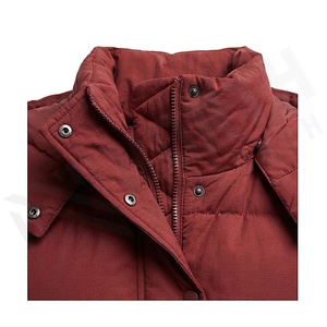 Hooded Quilted Vest Women Winter Solid Color Polyester Filling Button Closure Regular Length Woven Fabric - Product Image 4