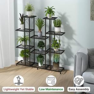 Support de plantes en métal moderne, support de pot de fleurs d'intérieur, revêtement en poudre, design minimaliste, étagère de décoration pour plantes vertes - Product Image 6