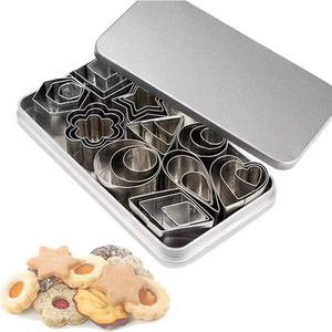 Stainless Steel <b>Cookie</b> Cutters Set 20Piece Biscuit Mold Pastry Cutter Heart Star Round Flower Square Baking Tool In Lowest Price - Product Image 6