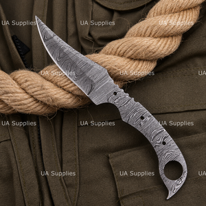 Cuchillo de Desollado Hecho a Mano de Acero de Damasco UA Supplies, Hoja de Punta Caída de 2.5mm de Grosor y 8 Pulgadas de Longitud Total, Personalizable - Product Image 5
