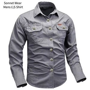 Mens Shirt Long Sleeve Cotton Button <b>Down</b> Work Shirts with Pockets - Product Image 2