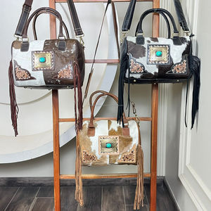 Sac à bandoulière personnalisé en cuir véritable travaillé à la main, petit sac à bandoulière vintage en cuir de vache véritable, mini sacs de voyage à franges pour femmes - Product Image 4