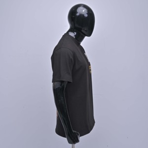 T-shirt en jersey de coton noir uni à logo personnalisé MRI, manches courtes, col rond, coupe ample, vêtements décontractés pour hommes, OEM 180 GSM - Product Image 4