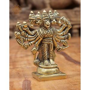 รูปปั้นหนุมาน panchamukhi ทำด้วยมือขนาด3นิ้วทำด้วยมือทองเหลืองขนาดเล็กสำหรับให้เป็นของขวัญผลิตในอินเดีย - Product Image 2
