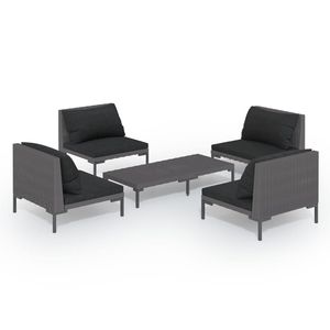 Set Lounge da Giardino Grigio Scuro 4 Posti in Rattan Arredamento da Esterno Design Contemporaneo - Product Image 2