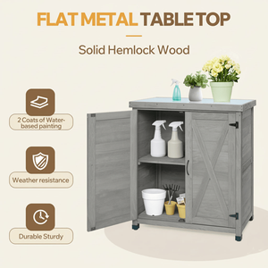 โต๊ะทำงานกลางแจ้งสำหรับปลูกต้นไม้พร้อมตู้เก็บของและโต๊ะโลหะพร้อมตู้เก็บอุปกรณ์ - Product Image 6