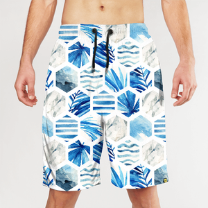 Shorts de bain pour hommes à imprimé floral, séchage rapide, avec cordon de serrage, style décontracté, pour l'été - Product Image 3