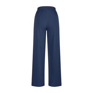 Pantalones de Punto de Cintura Alta y Pierna Ancha para Mujer, con Cordón Ajustable, Cintura Elástica, Corte Holgado Informal, Largos, de Color Sólido, para Primavera - Product Image 4