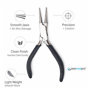 คีมปากกลมสแตนเลสคุณภาพสูงสำหรับทำเครื่องประดับ น้ำหนักเบา ใช้งานแม่นยำ มีตัวเลือกสกรีนโลโก้ Zetomed Pro - Product Image 4