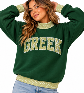 Sweat-shirt personnalisé pour femmes, col rond, en molleton de coton épais, broderie de lettres grecques, style vintage, pull d'hiver - Product Image 5