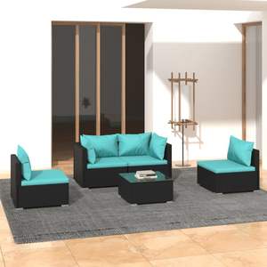 Conjunto Modular de Muebles de Jardín de Ratán PE Negro, Elegante y Duradero para Exteriores - Product Image 1