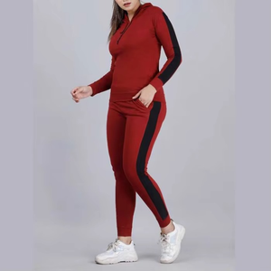 Conjunto Deportivo para Mujer Color Crema con Capucha, Manga Larga, Diseño Sólido, Sudadera Holgada Informal y Pantalones con Bolsillos Laterales - Product Image 6