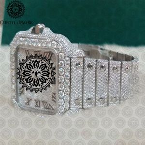 Montre de luxe Charm_Jewells en acier inoxydable, boîtier de 40 mm, mouvement mécanique analogique, date automatique, mode vintage pour homme, accents de diamants - Product Image 4