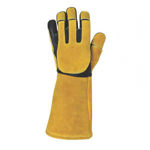 Guantes de Seguridad de Cuero Amarillo, Protección Térmica hasta el Codo, Ecológicos, Transpirables, para Soldadura, Uso en Exteriores en las Cuatro Estaciones, de Algodón - Product Image 1