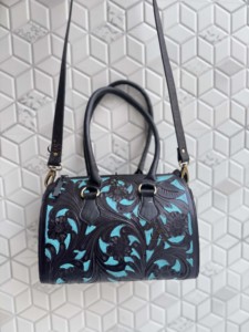 New Trending Hand Tooled Floral Carving Leather Speedy Handbag Gypsy Boho Shoulder Handmade Western Stylish Women Daily Uses Bag - Product Image 1